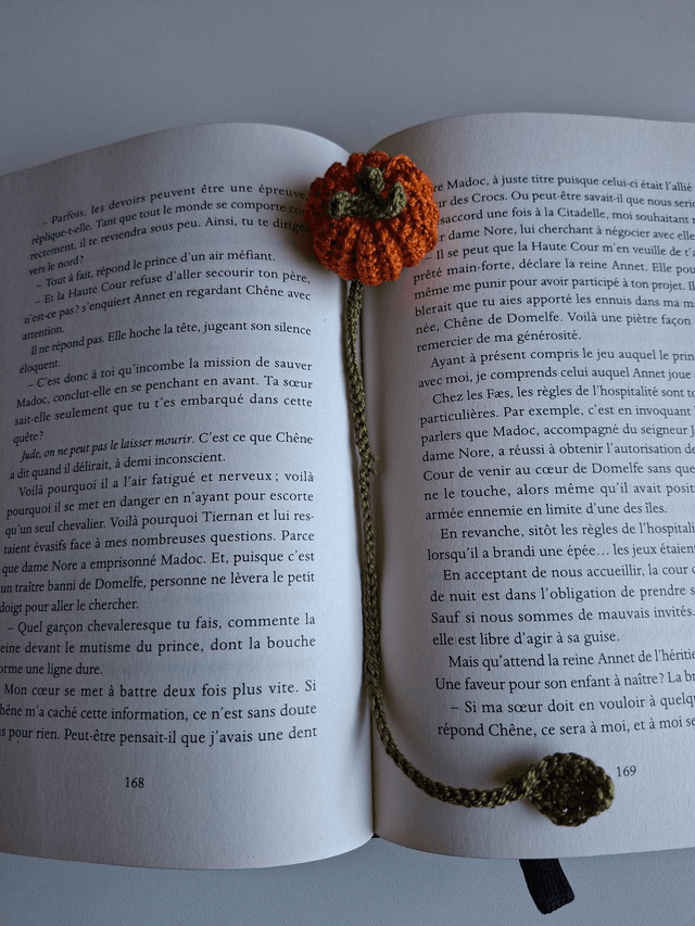 Marque-page citrouille en 100% coton